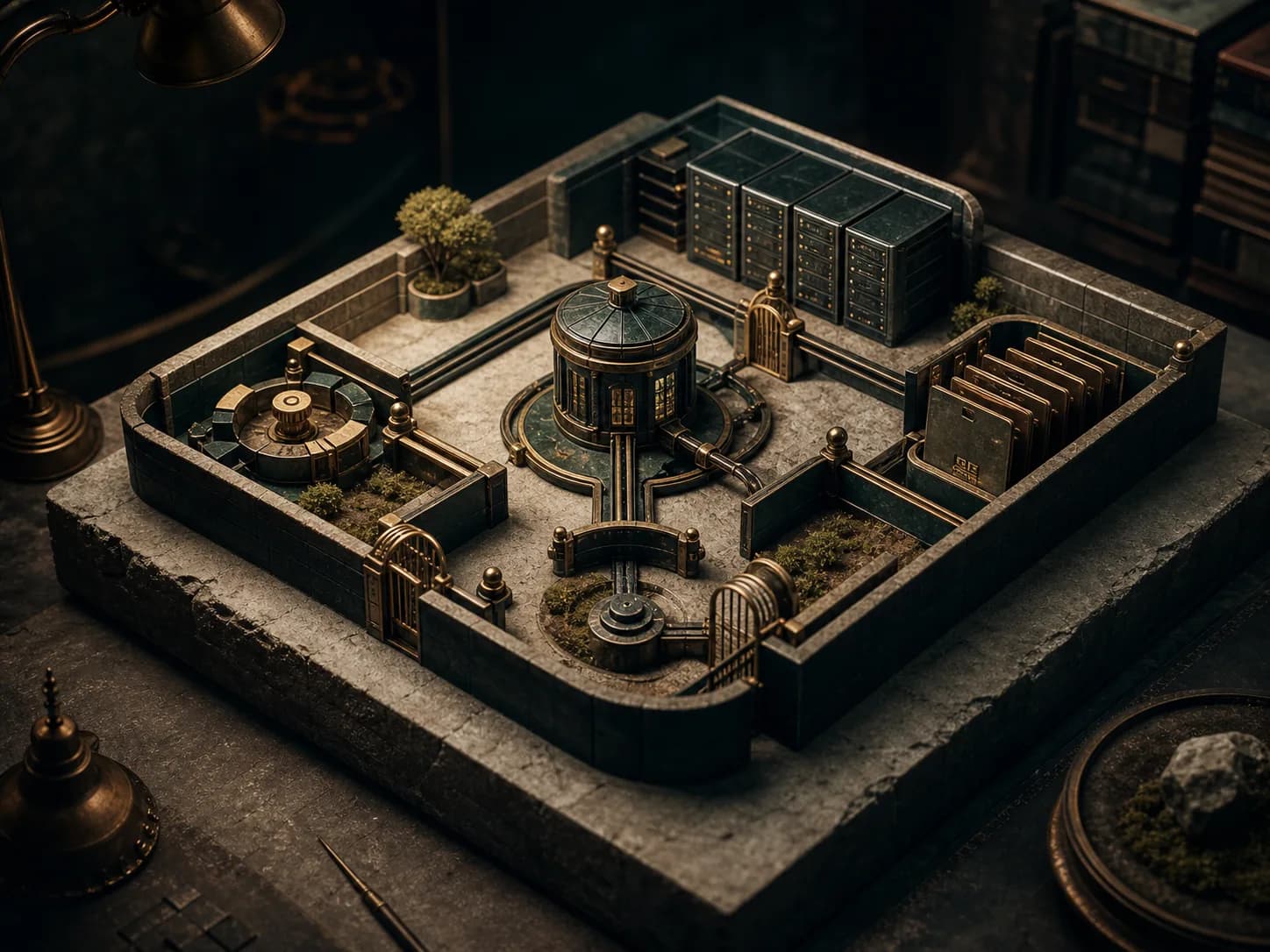 A bounded local AI system represented as a tactile architectural model